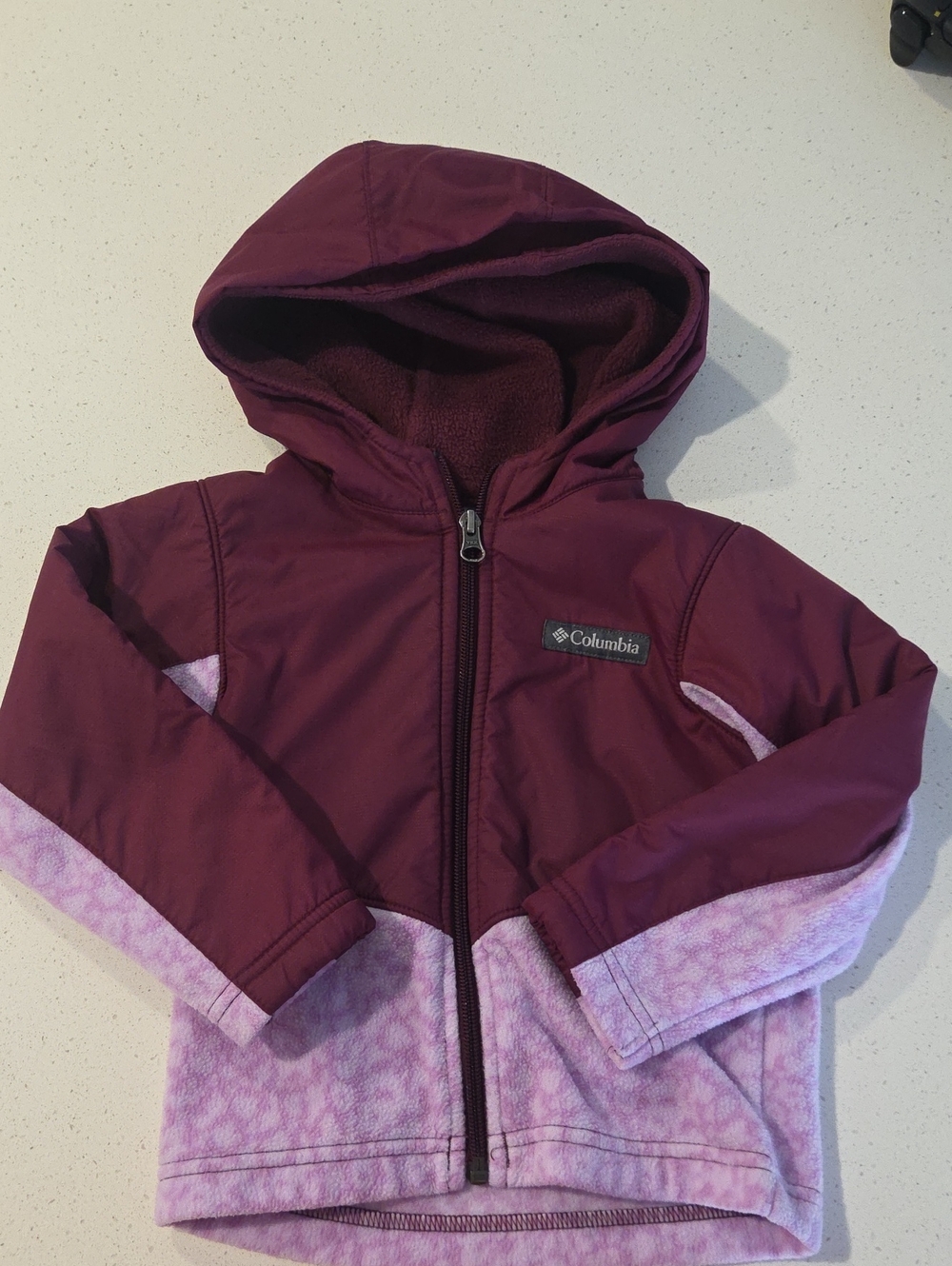 Columbia Girls' Hooded Jacket - Maroon & Light Purple